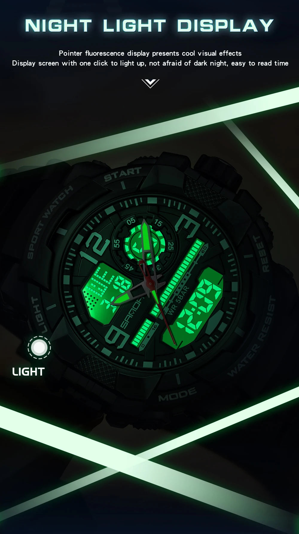 Reloj Deportivo SANDA Doble Pantalla para Hombre con Cronómetro
