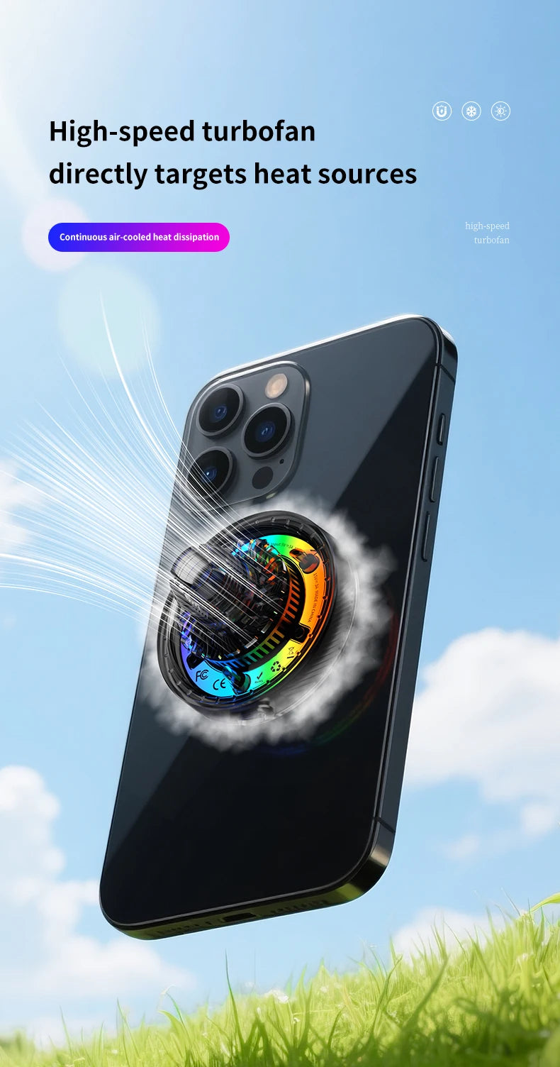 Soporte Magnético para Teléfono con Cargador Inalámbrico Qi2 de 25W, Refrigeración por Aire y Luz RGB, para iPhone Magsafe 17~12 Pro Max, Base de Carga Rápida
