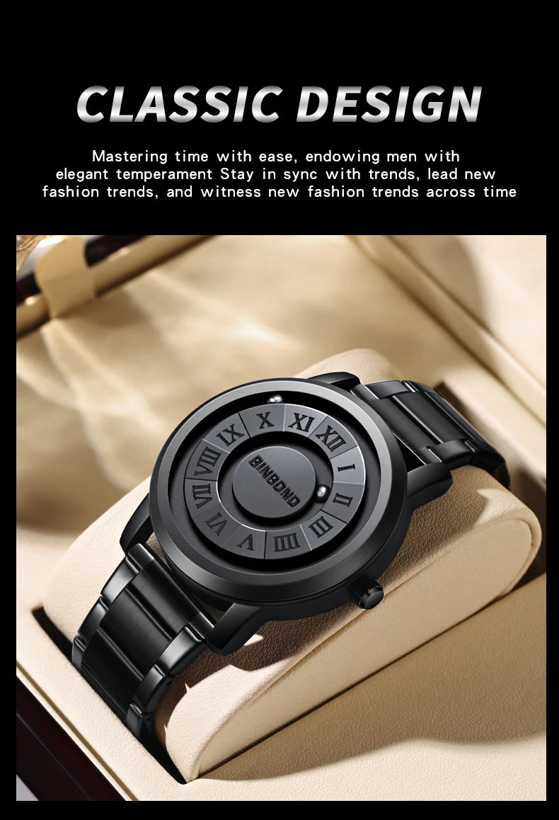 Reloj de Cuarzo BINBOND para Hombre, Acero Inoxidable, Resistente al Agua