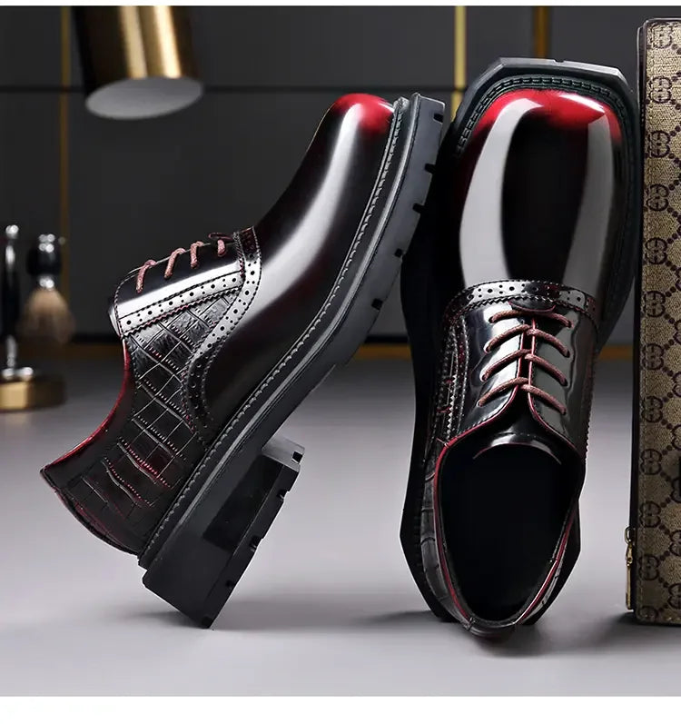 Zapatos Oxford de cuero para hombre con diseño degradado y suela de goma resistente
