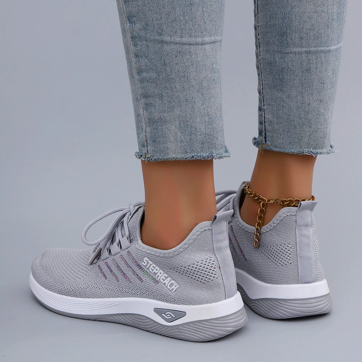 Primavera y otoño nuevos zapatos deportivos informales con cordones para mujer, cómodos, transpirables, ligeros y resistentes al desgaste