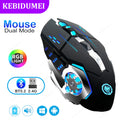 Ratón inalámbrico de 2,4G con Bluetooth, ratón retroiluminado RGB para juegos, ratón recargable, ratón silencioso de 3600 DPI para Macbook y portátil