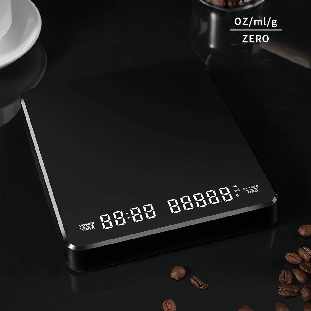Báscula Electrónica de Café de Alta Precisión con Base Impermeable, Pantalla LED, Temporizador USB, Accesorios Profesionales para Café en Casa, 3 kg/5 kg