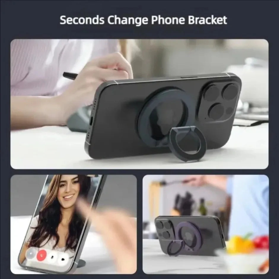 Soporte Magnético de Doble Cara para Teléfono con MagSafe, Anillo Magnético Plegable y Portátil para Celulares, Accesorios para Teléfono, Soporte de Agarre