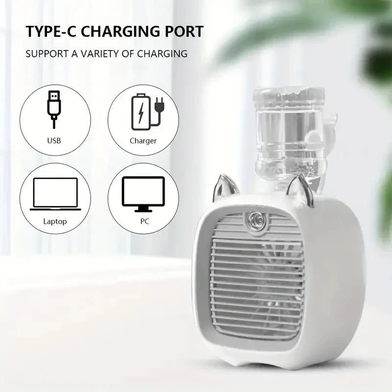 Mini Enfriador de Aire USB con Pulverizador