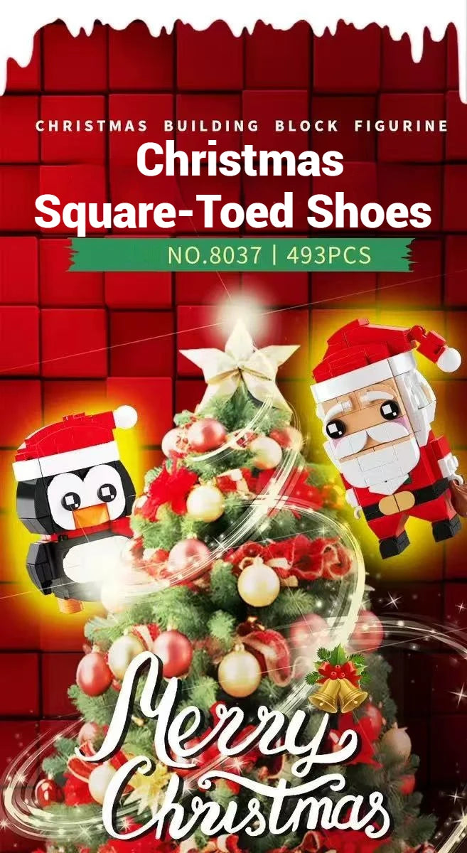 493 Uds. Juego de regalo de juguete de bloques de construcción de Navidad, ensamblaje de modelo de pingüino BrickHeadz de Papá Noel, adornos navideños para niños