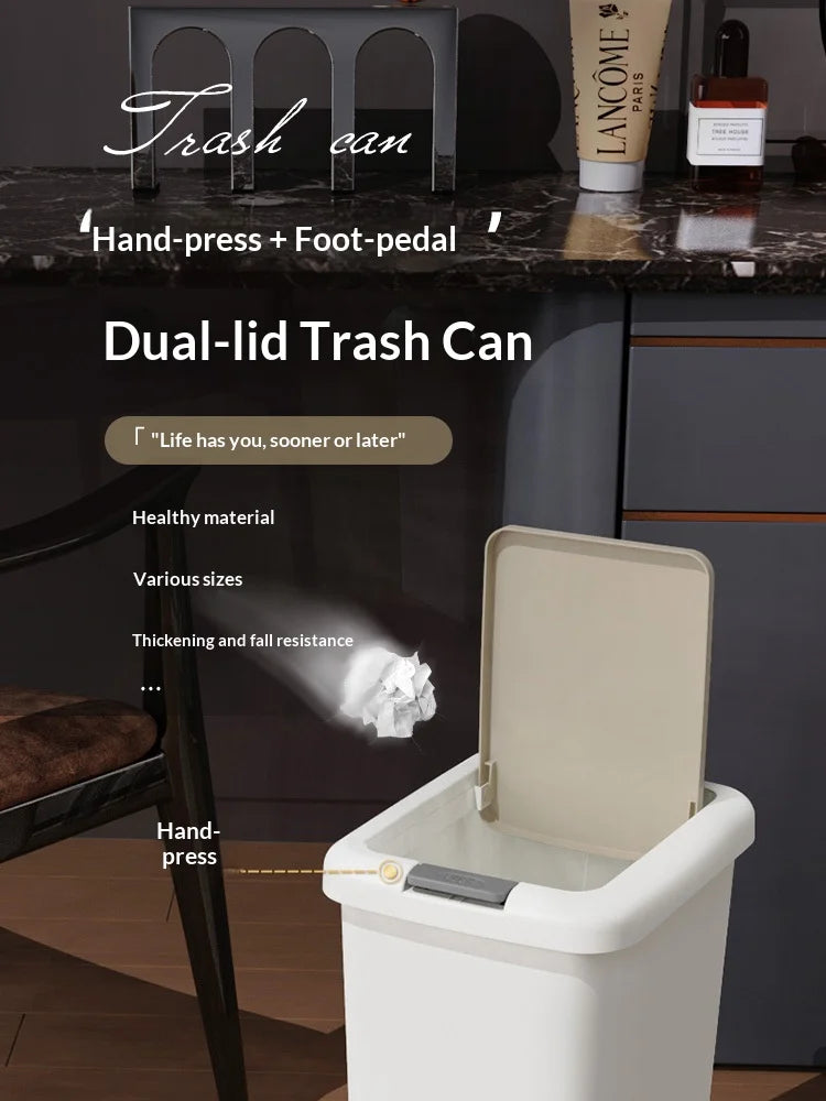 Cubo de basura con tapa doble, gran capacidad para cocina, baño, sala de estar, cubo de basura antiolores para el hogar, 1 ud.