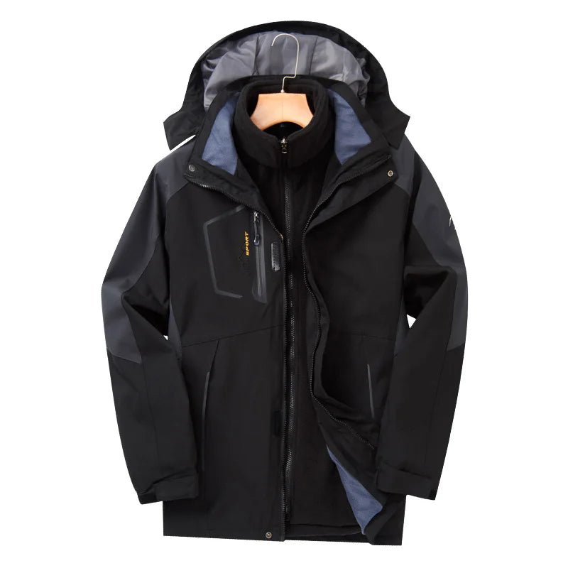 Chaqueta 3 en 1 de Montañismo con Capucha para Hombre