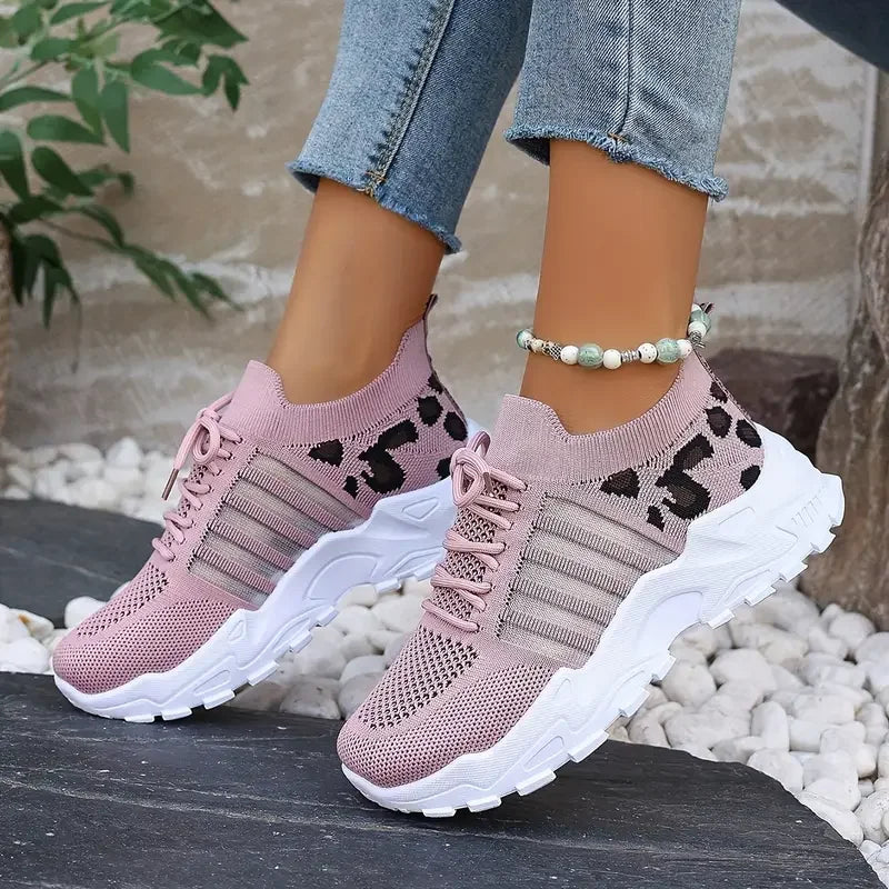 Zapatillas de Mujer con Estampado de Leopardo - Livianas y Transpirables