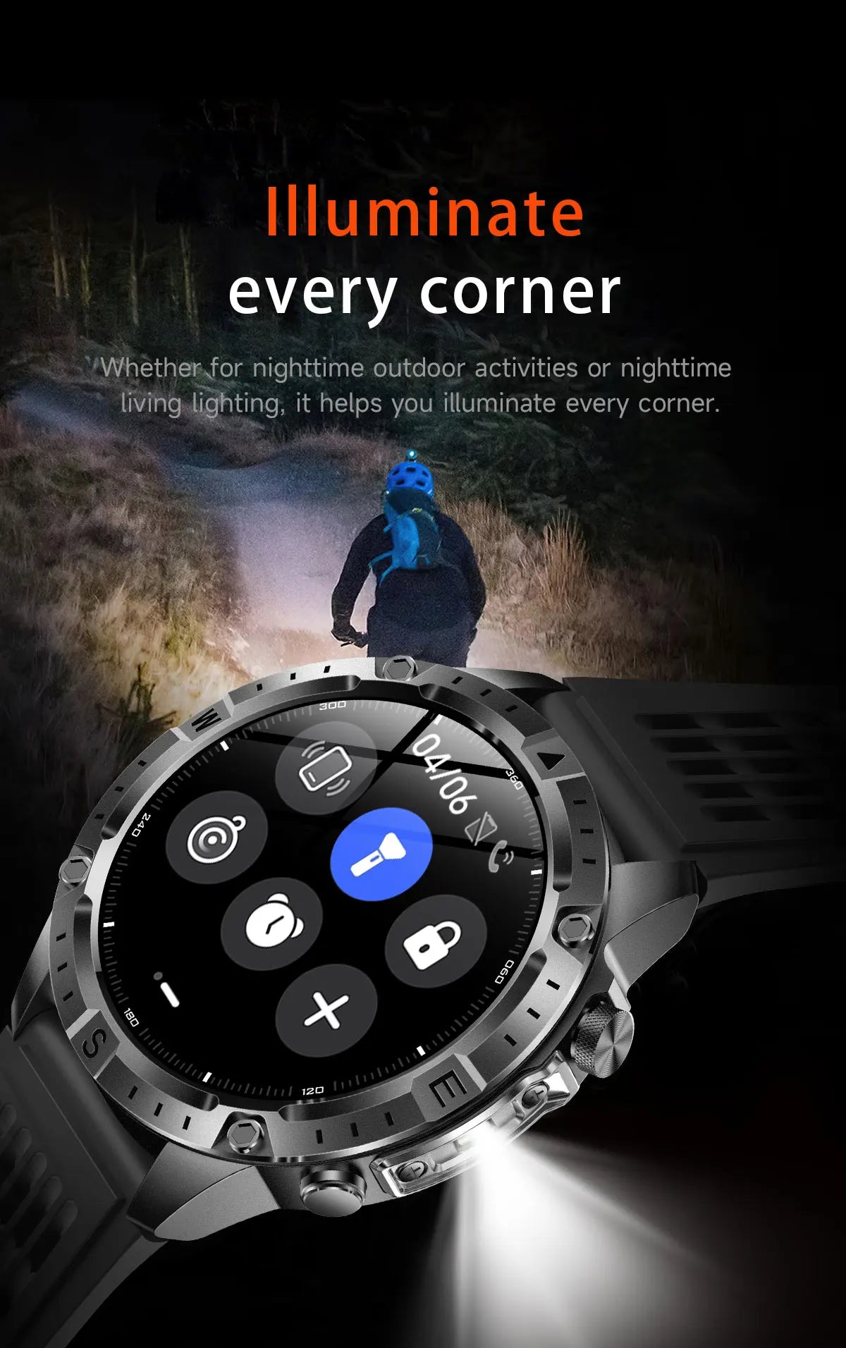Reloj Inteligente con GPS, Mapa Offline, Linterna y 170 Deportes