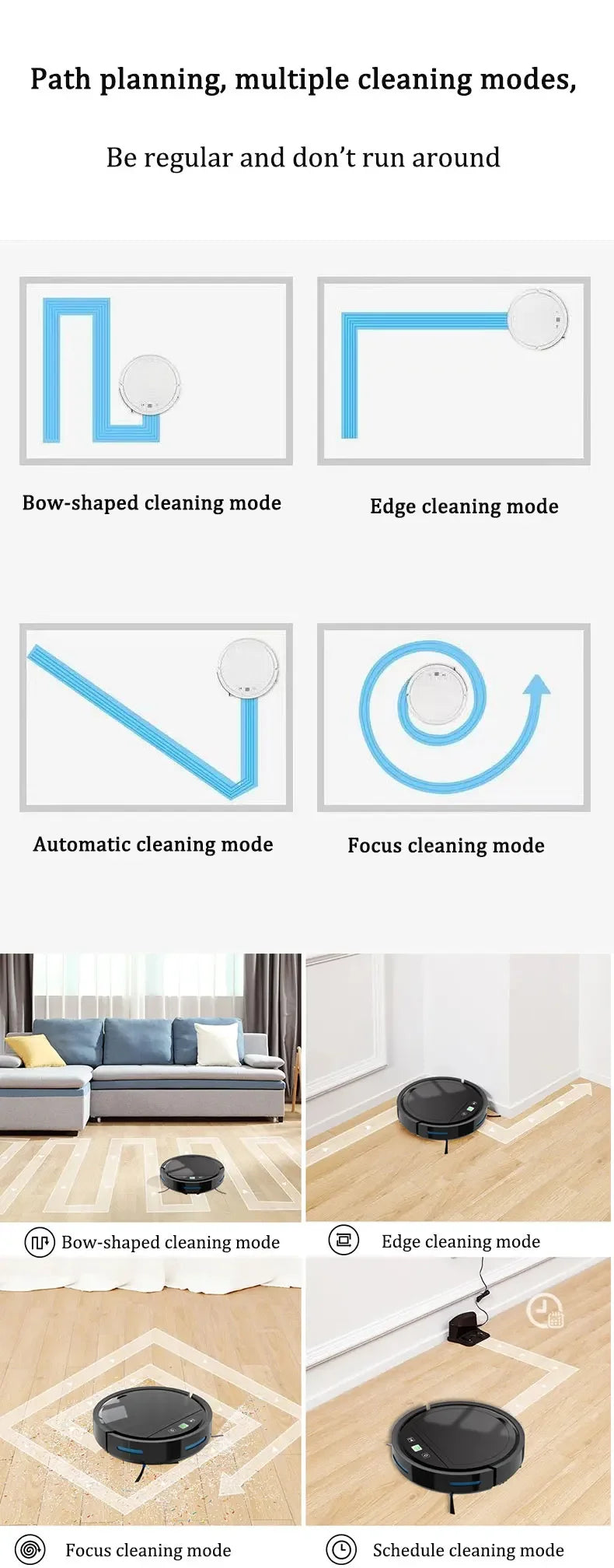 Robot Aspirador Inteligente con Control Remoto, Recarga Automática, Limpieza de Suelos