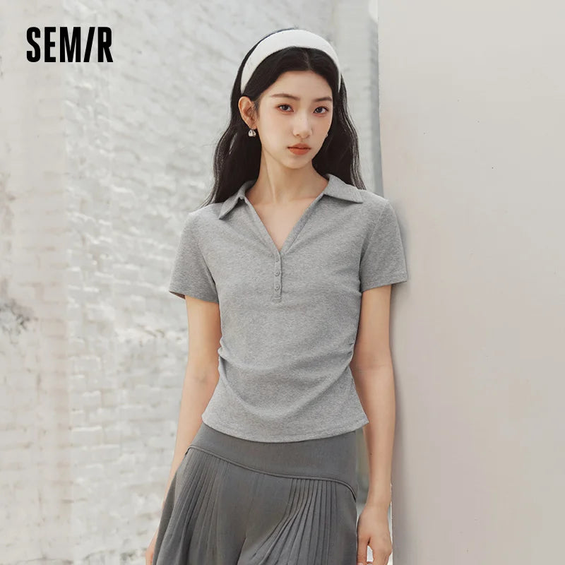 Camiseta Polo de Mujer, Corte Corto, Manga Corta