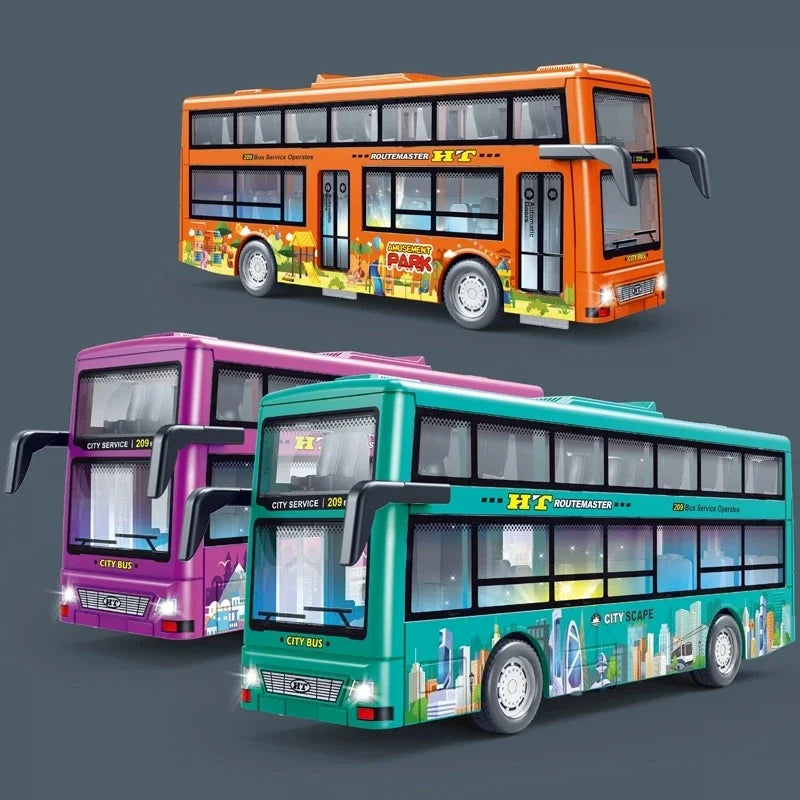 Autobús Turístico de Dos Pisos Juguete con Luces y Música