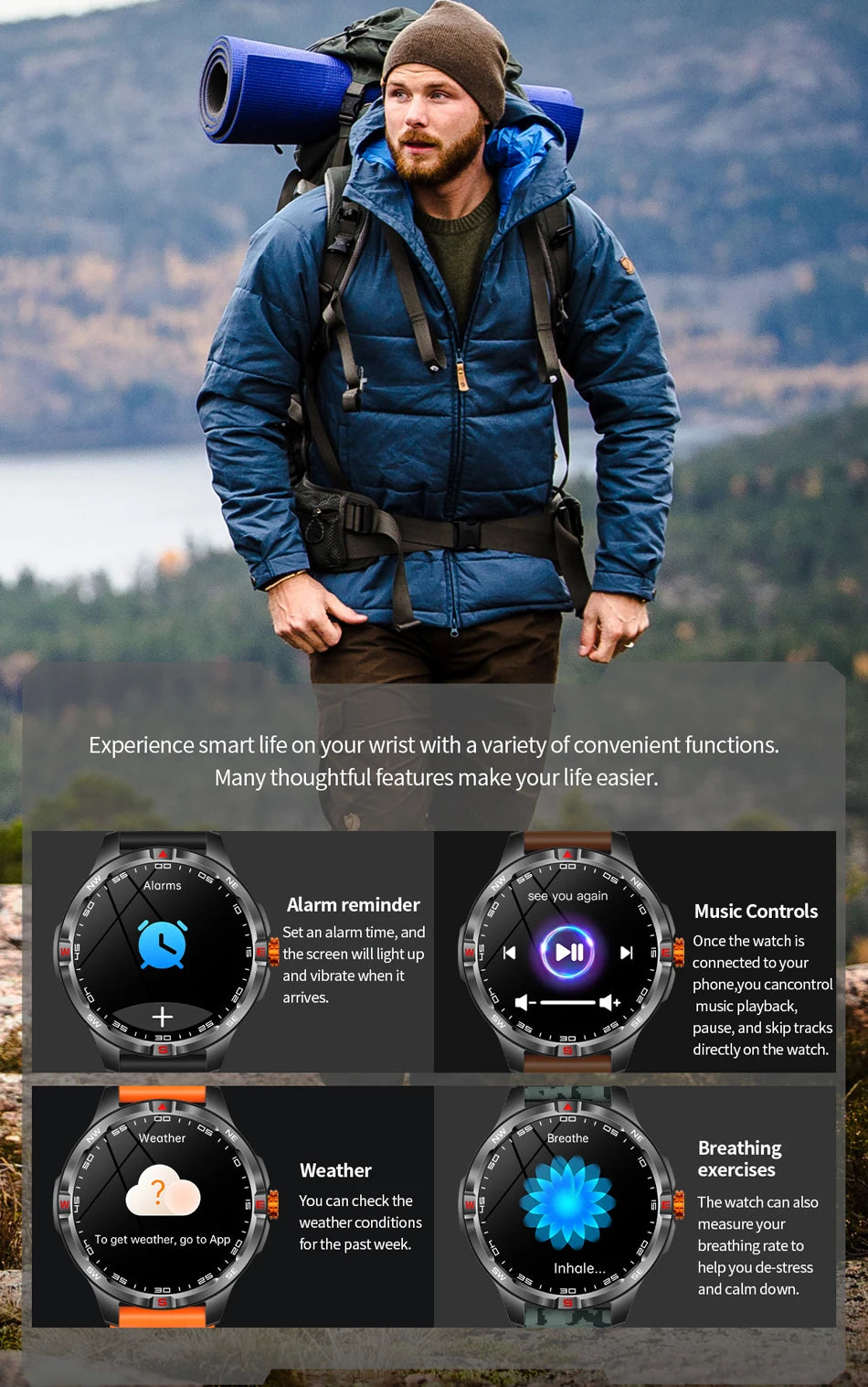 Reloj Inteligente GPS Brújula Bluetooth Deportivo