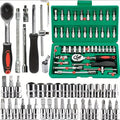 46 Uds herramientas familiares 1/4 Juego de herramientas mecánicas para reparación de automóviles Hous con enchufes juego de brocas hexagonales métricas llave de trinquete de pulgadas