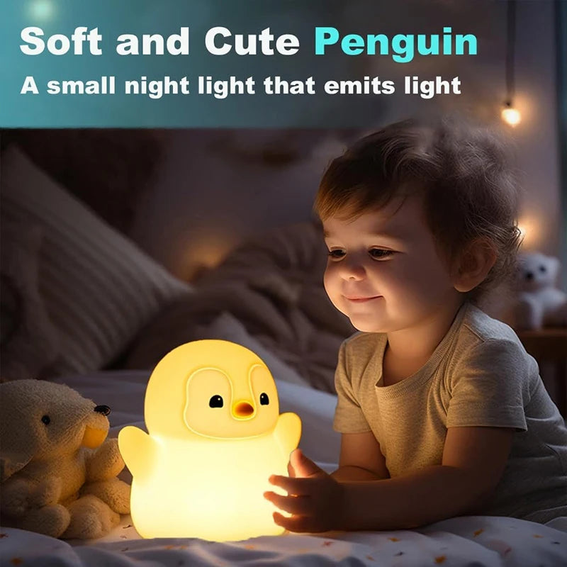 Luz Nocturna Pingüino Silicona Recargable USB