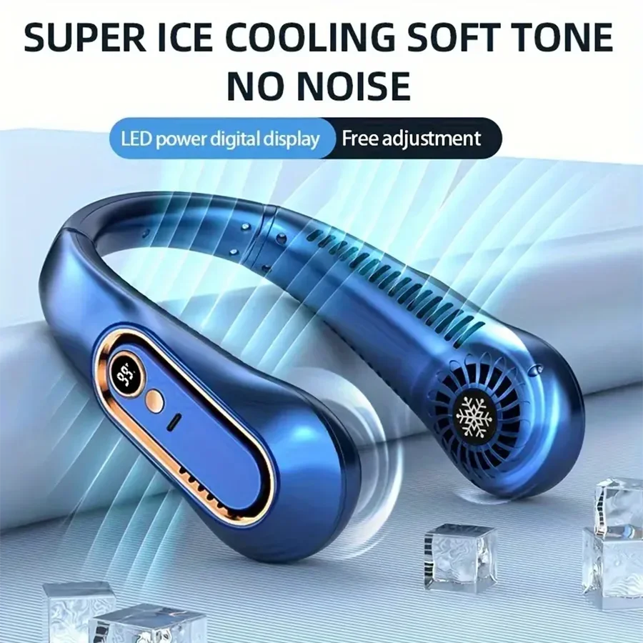 Ventilador de Cuello Portátil Sin Aspas con Pantalla LED