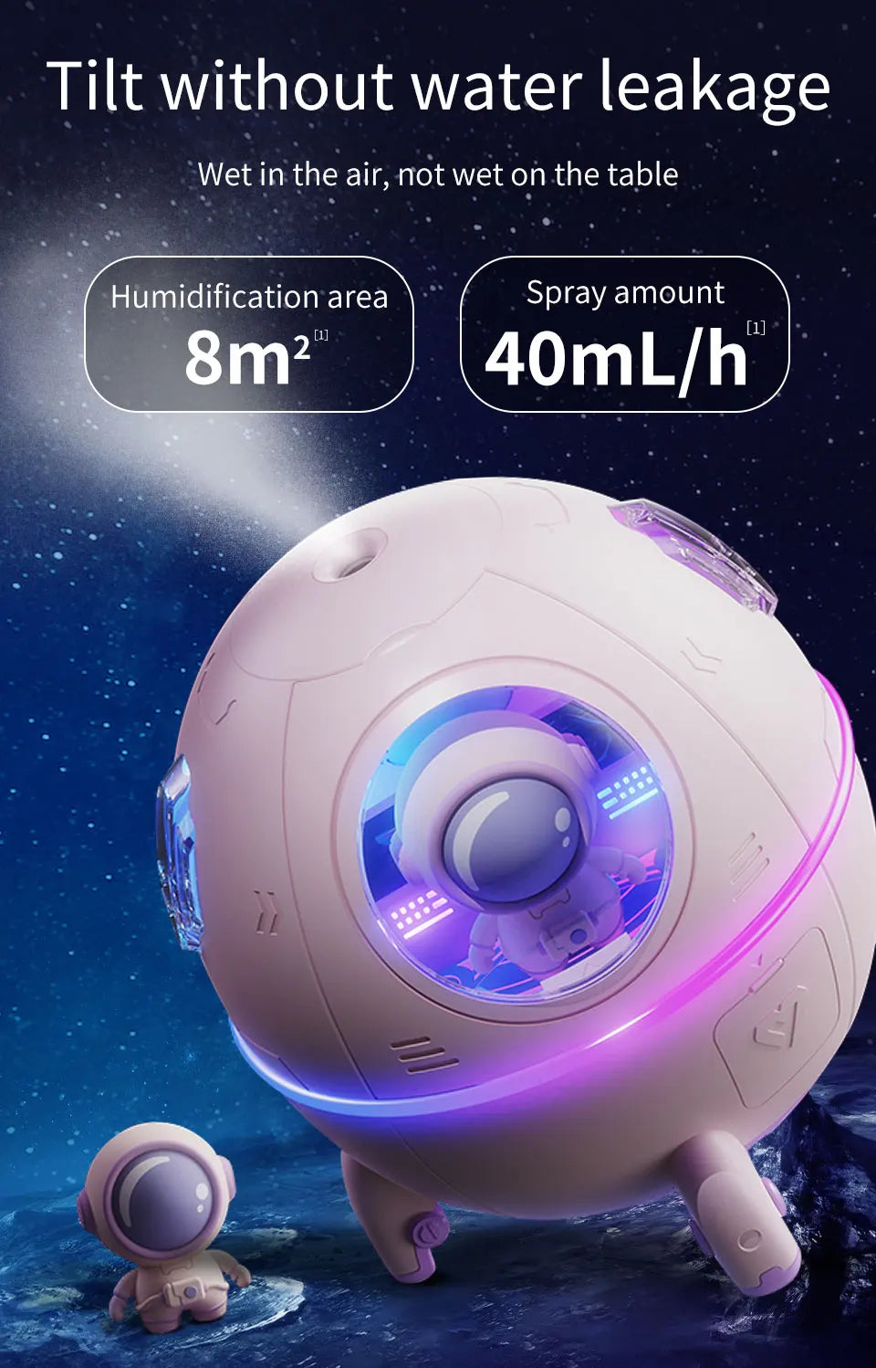Luz LED Nocturna Humidificador Cápsula Espacial