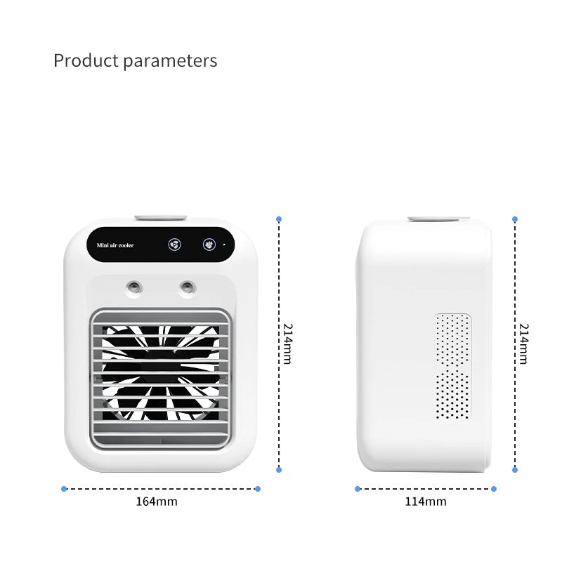 Ventilador humidificador de escritorio USB, tanque de agua, Mini enfriador de aire, dispositivo de refrigeración portátil, batería de litio de 1800mAh, ventilador de operación de bajo voltaje