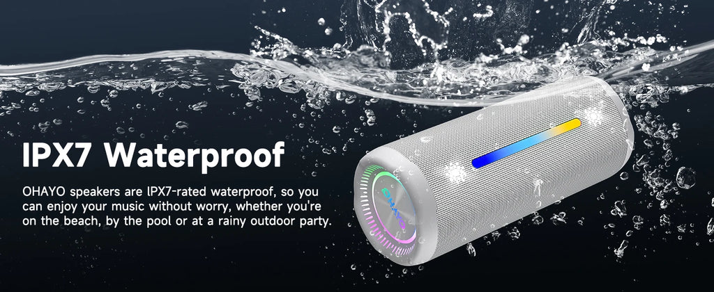Altavoz Bluetooth, Altavoces portátiles con audio inmersivo, Luces LED, Tiempo de reproducción 24H, Bluetooth 5.3, Soporte TWS TF USB, Resistente al agua