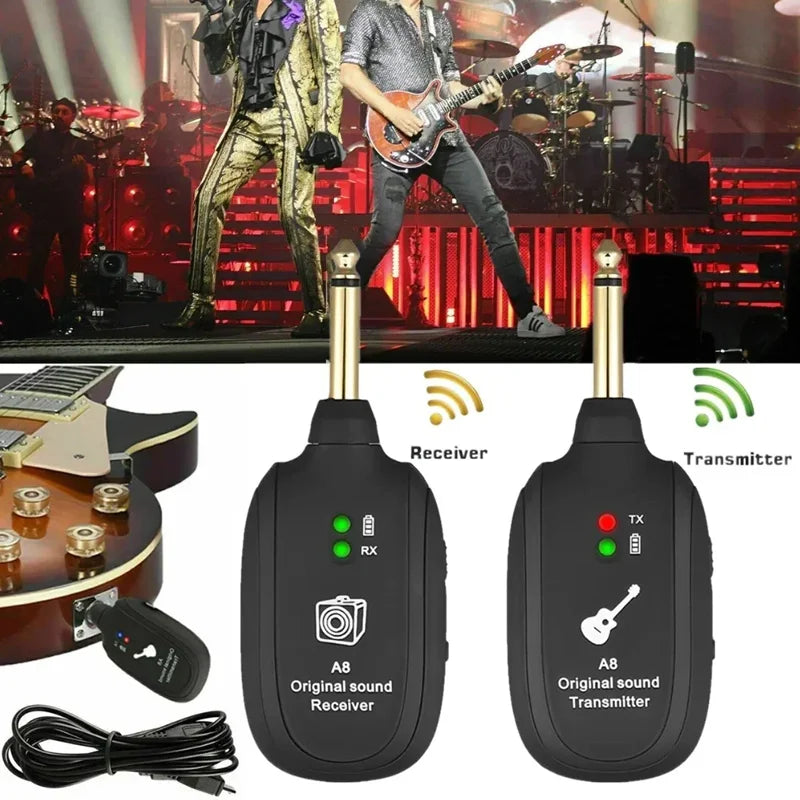 Transmisor y receptor inalámbrico para guitarra de 50M, sonido original sin demora, recargable, para guitarra eléctrica, bajo, ukelele, uso en escenario y estudio.