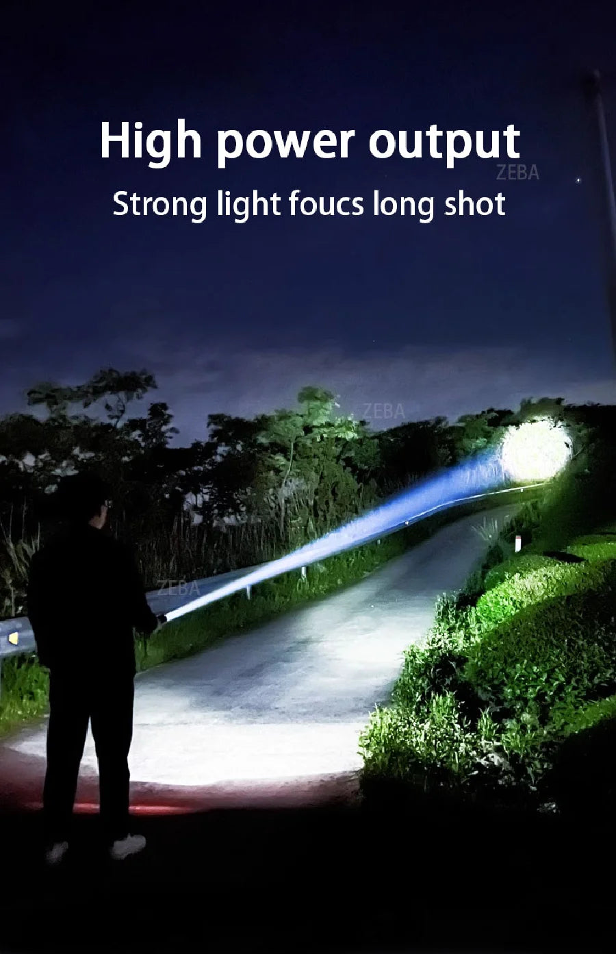 Linterna Táctica LED Recargable de Alto Alcance para Camping