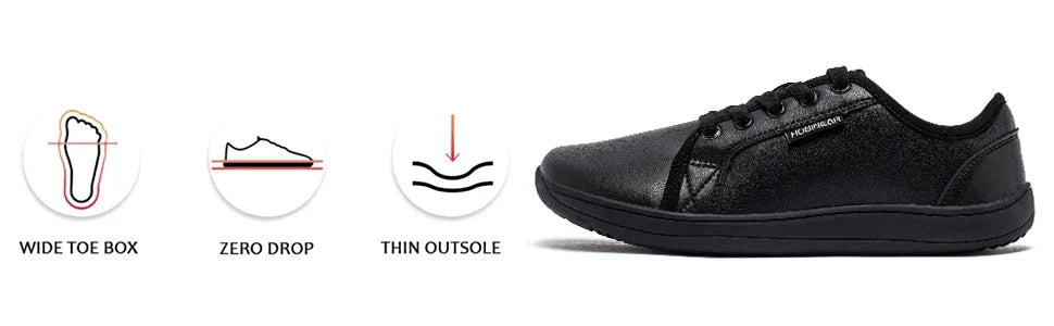 HOBIBEAR Zapatos minimalistas de punta ancha, zapatillas Unisex descalzas con caída cero, zapatos casuales de moda de cuero Artificial