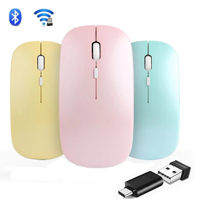 Ratón inalámbrico portátil compatible con Bluetooth 2,4 GHz modos duales ratón de ordenador con Nano receptor para Notebook PC portátil Macbook