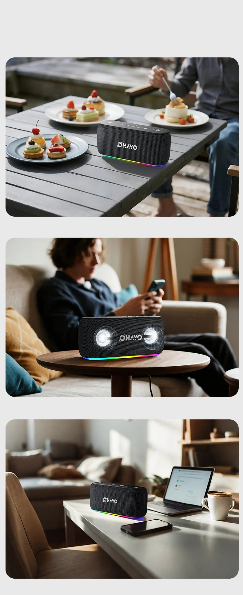 Altavoz Bluetooth Portátil de 60 W, Altavoz Inalámbrico para Exteriores Resistente al Agua, Altavoz Bluetooth 6.0, Perfecto para iPhone, Samsung y Más