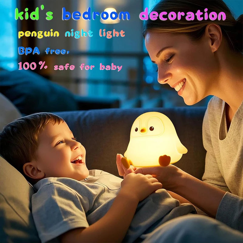 Luz Nocturna de Pingüino Regulable para Guardería