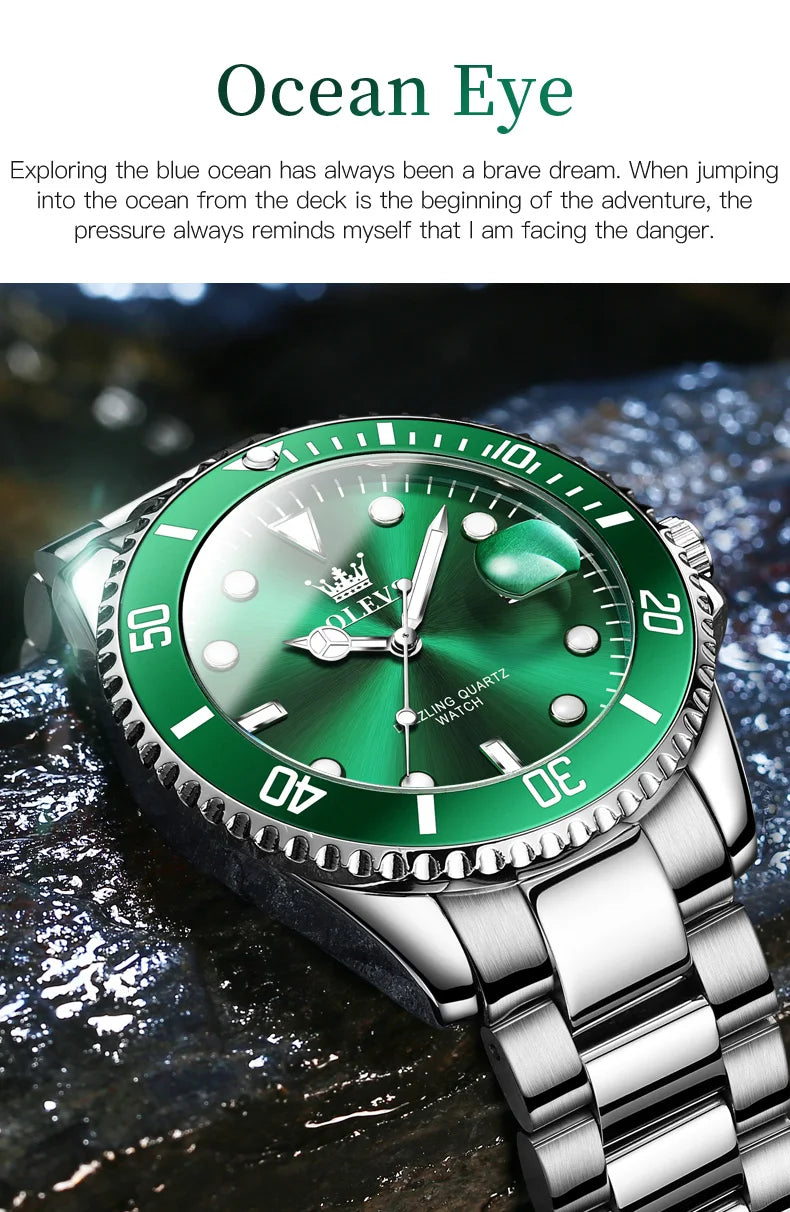 Reloj de Cuarzo Deportivo OLEVS para Hombre Resistente al Agua