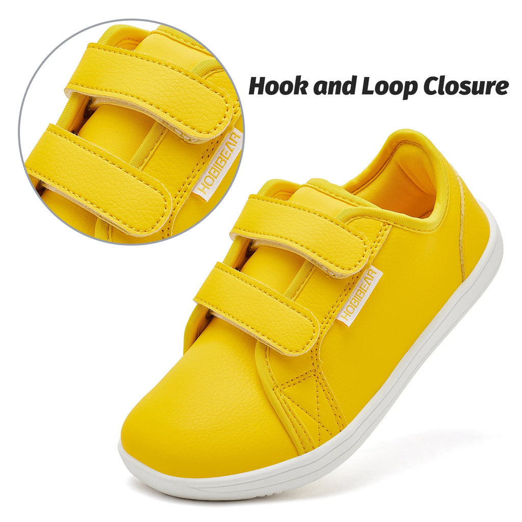 Zapatillas Descalzas para Niños HOBIBEAR |   Cierre de Gancho y Bucle |   Zapatos de punta ancha |   Zapatillas Deportivas Minimalistas Ligeras de Cuero Sintético