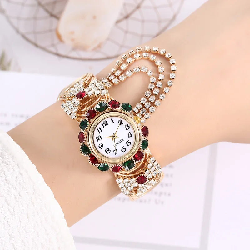 Reloj de Cuarzo de Lujo con Brazalete Dorado Mujer
