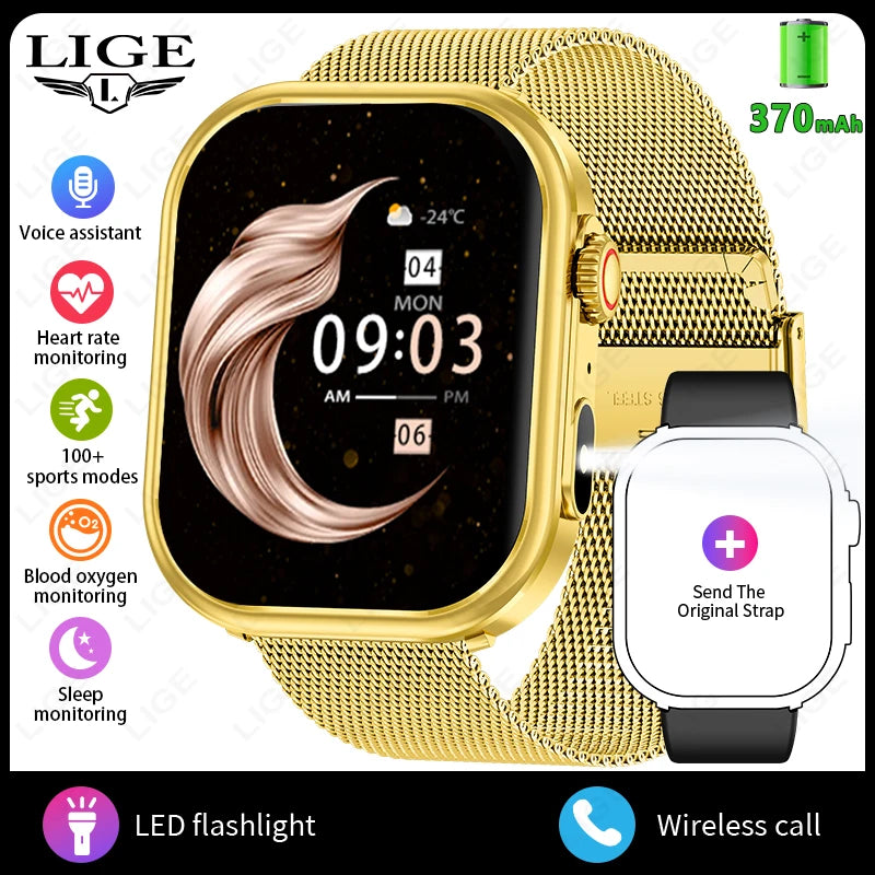 Smartwatch LIGE para mujer y hombre, pantalla 2,01", IP68, llamadas Bluetooth