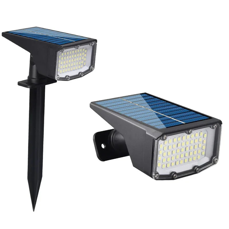 Lámpara Solar 53LED con energía Solar, foco Solar ajustable en el suelo IP65, luz de pared de paisaje impermeable, iluminación exterior, 1/2 Uds.