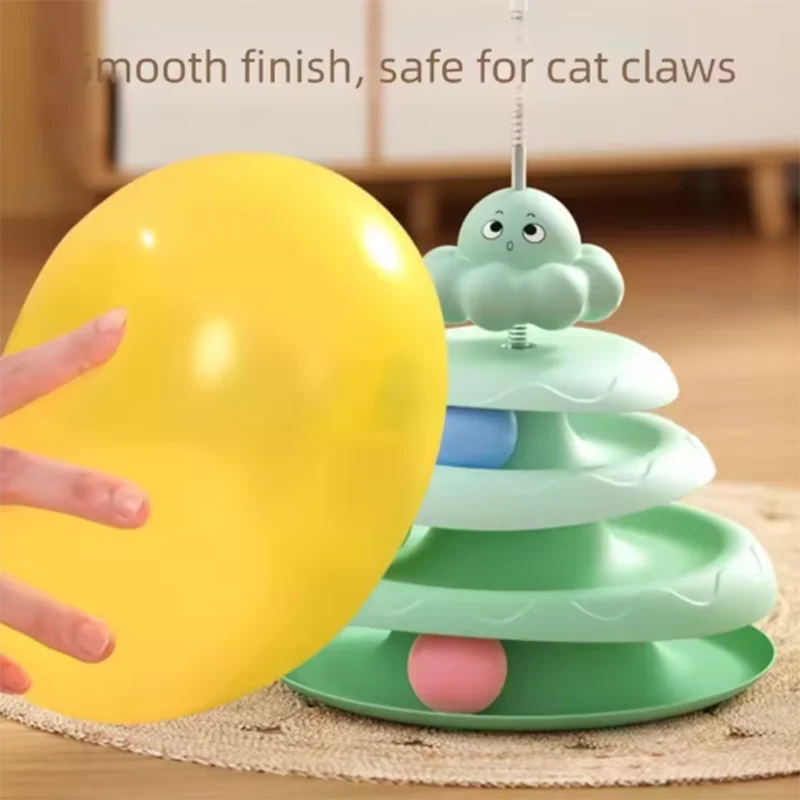 Bola de tres capas para mascotas, plato giratorio para gatos en forma de pulpo, palo para gatos para aliviar el aburrimiento, juguetes, juego de rompecabezas divertido, suministros para mascotas
