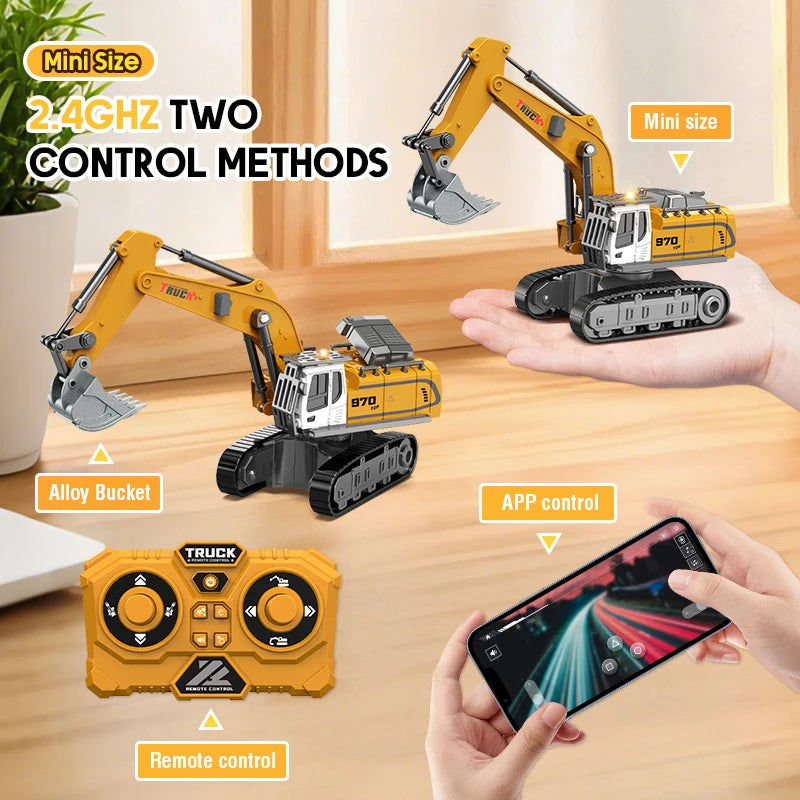 Excavadora Teledirigida Miniatura de Aleación Escala 1:64