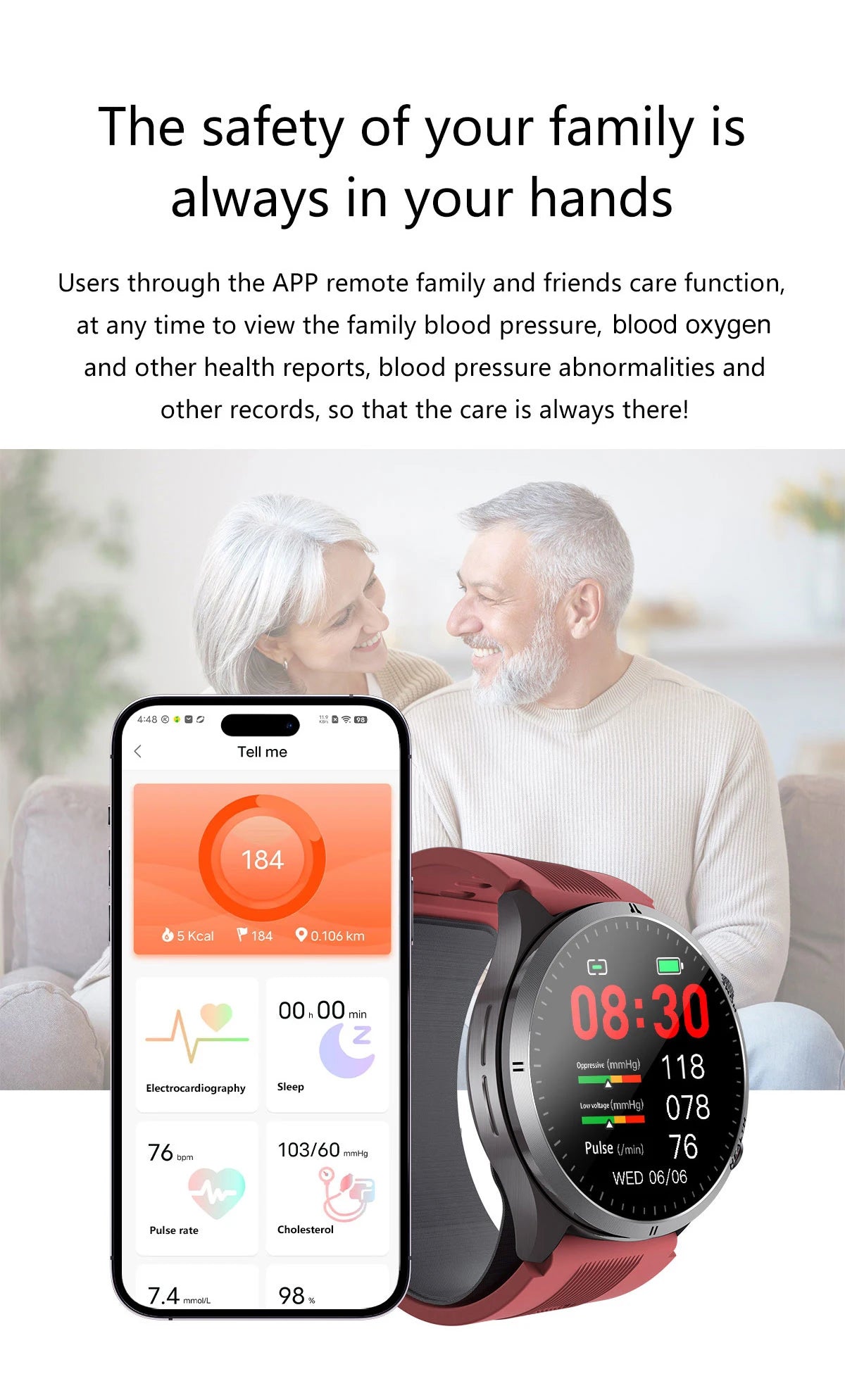 Reloj Inteligente con Airbag para Presión Arterial Precisa, ECG y NFC