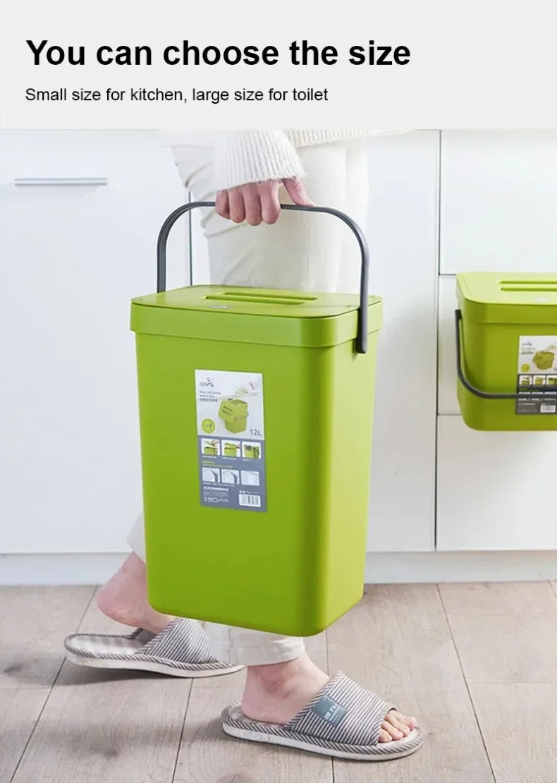 Cubo de basura colgante con tapa silenciosa de 3L a 12L para cocina y baño