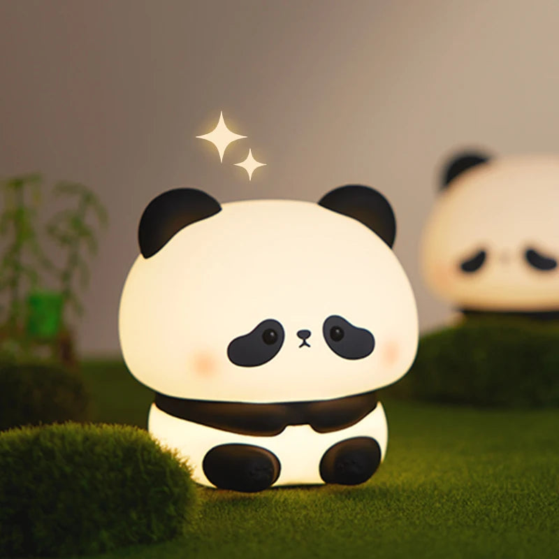 Lámpara Nocturna LED Panda Silicona Táctil USB Niños
