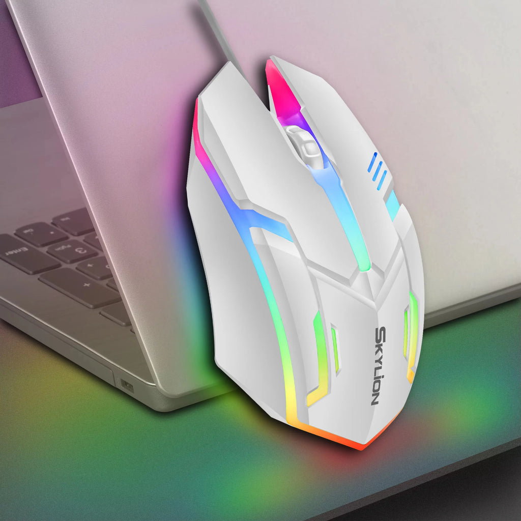 Ratón F1 con cable para juegos y oficina, periférico de 3 teclas con iluminación colorida para Microsoft Windows y Apple IOS