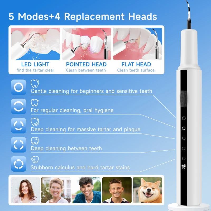 Escalador Dental eléctrico con vibración sónica, placa para blanquear los dientes, cálculo, café, humo, manchas, eliminación de sarro, cepillo de dientes
