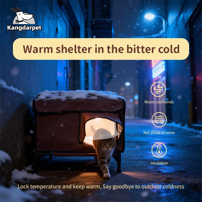 Casa para Gatos de Exterior Impermeable, Plegable y Cálida