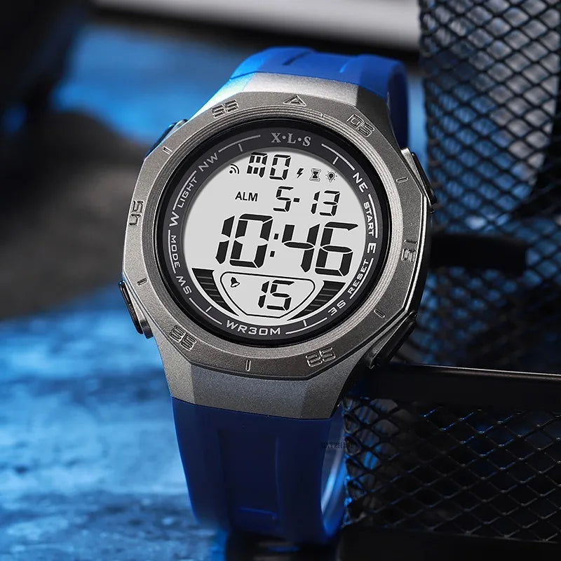 Reloj deportivo MAYZHISU para hombre, relojes de pulsera digitales LED resistentes al agua, cronómetro, despertador, relojes deportivos luminosos para hombres y adolescentes