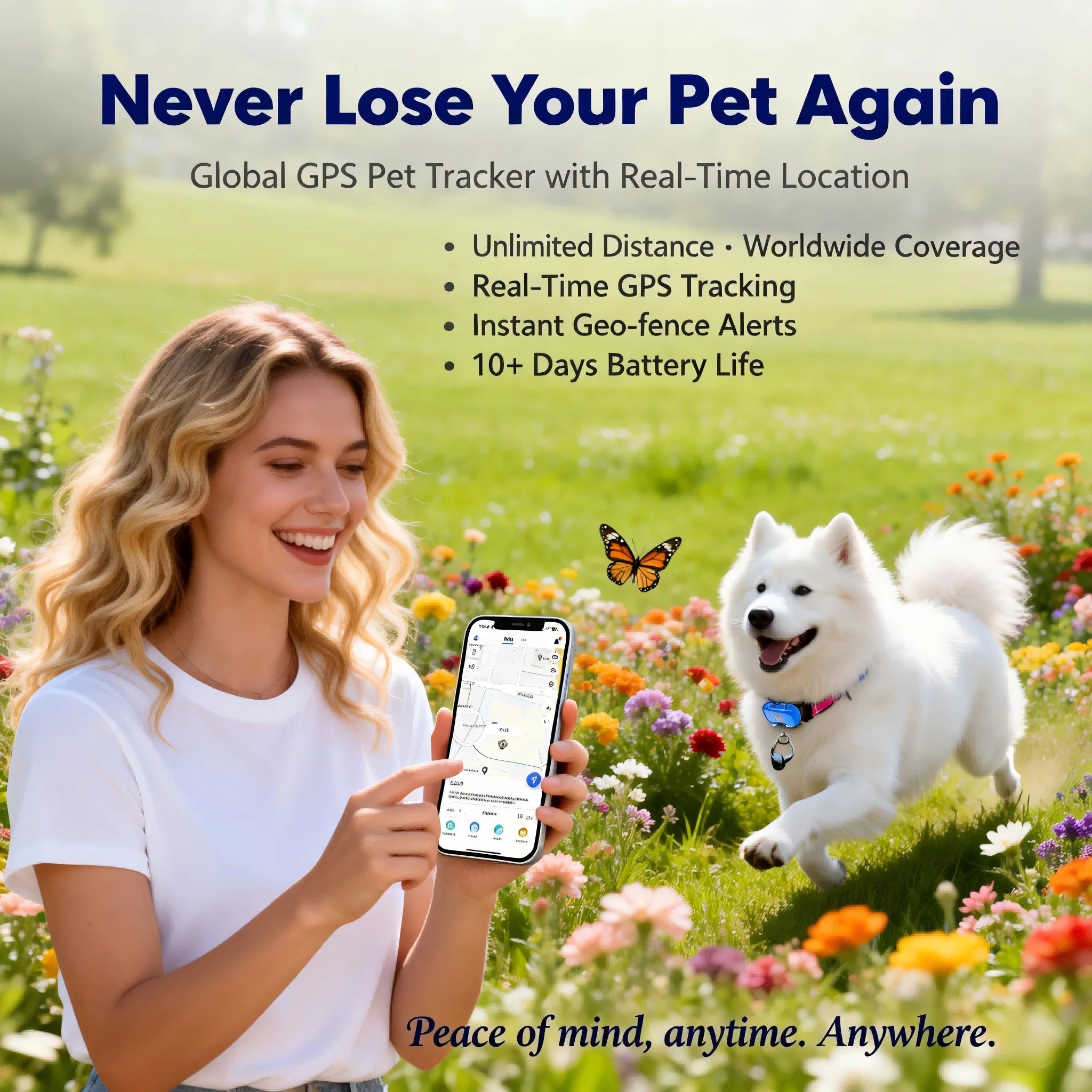Rastreador GPS para Mascotas (Perros y Gatos) con IoT Integrado, SIM, WiFi, Seguimiento Ilimitado, Código QR, Localizador Antipérdida, Requiere Suscripción