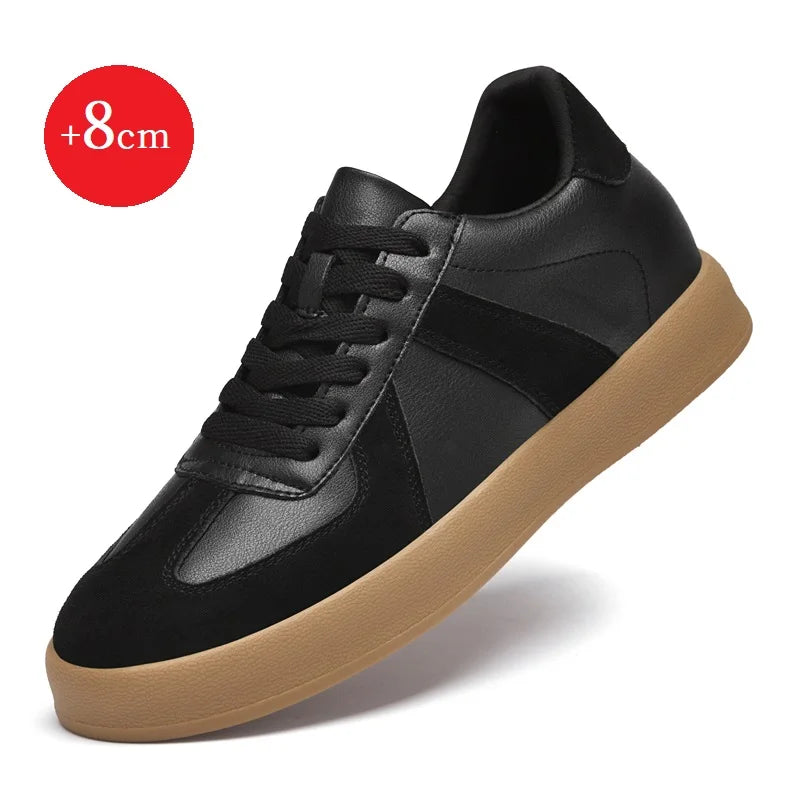 Zapatos invisibles con aumento de altura, zapatos de entrenamiento moral de 8cm, zapatillas informales transpirables de verano con aumento de altura interior para hombre, zapatos Forrest Gump versátiles Retro de cuero genuin