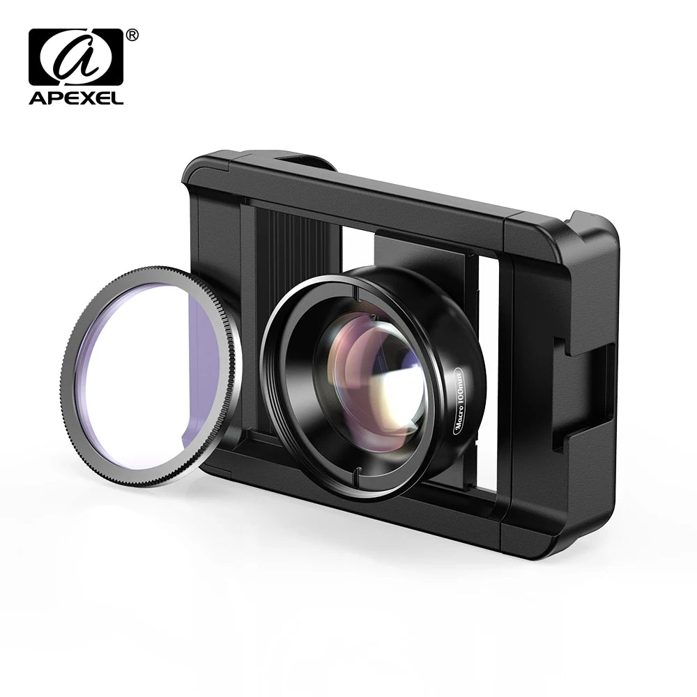 Lente Macro 4K HD 100mm APEXEL con Filtro CPL para Smartphones