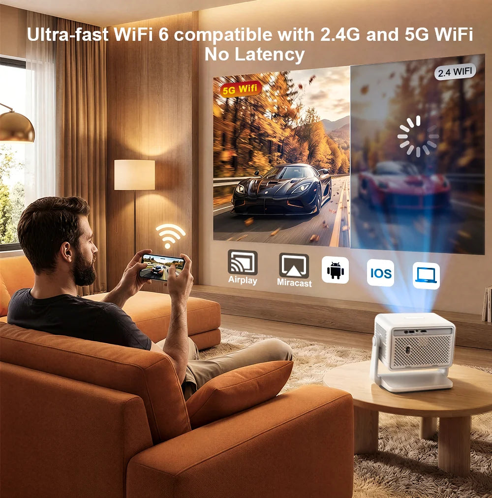 Mini Proyector PG370 MAX Full HD 4K, 700 Ansi, 1080P, WiFi, Android, Cine en Casa, PG370MAX, Reproductor Multimedia, Proyector Portátil 3D