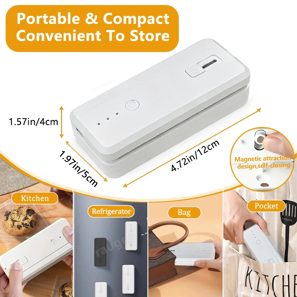 Mini selladora de bolsas portátil recargable para sellado térmico de alimentos