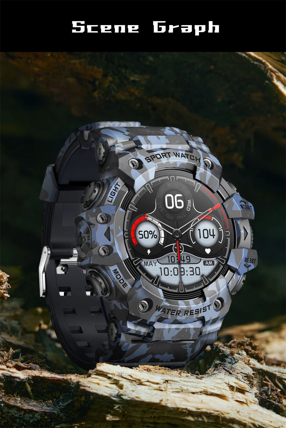 Reloj Inteligente Militar 100+ Deportes IP68